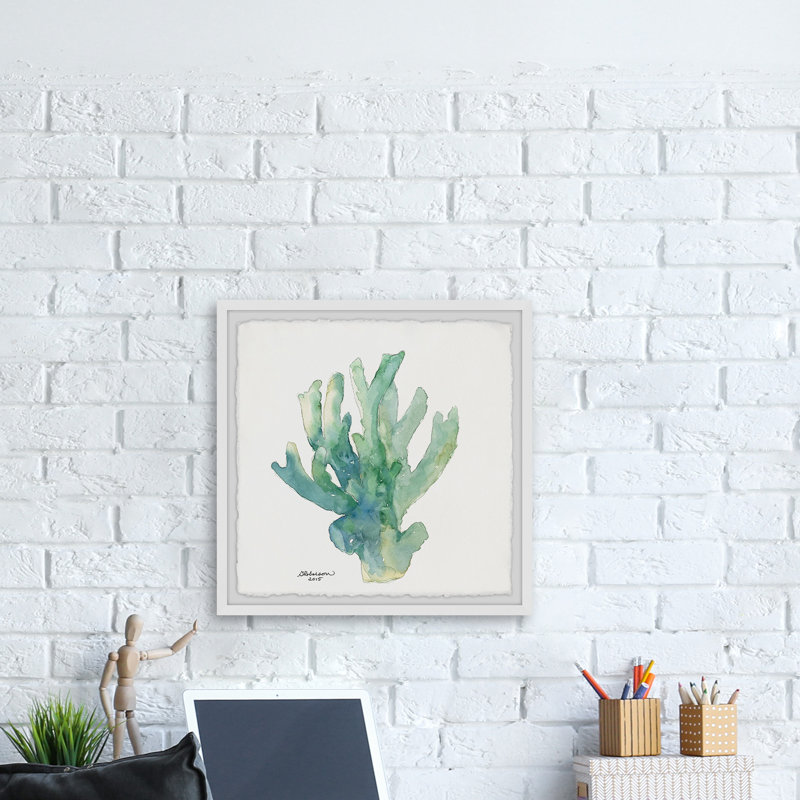 Green Coral In Watercolor by Glenda Roberson - Single Picture Frame Print, 51cm H x 51cm W x 3.81cm D