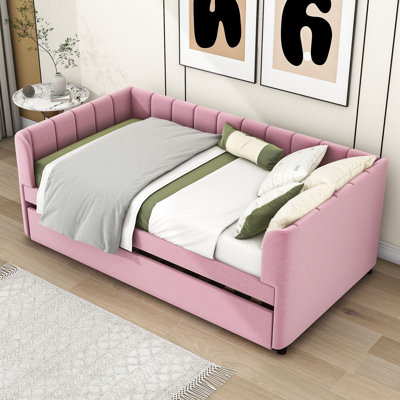 Chelcie Twin Size Velvet Upholstered Daybed with Twin Size Trundle -  Red Barrel Studio®, 694313C22EC142F49F94E473A1467B37