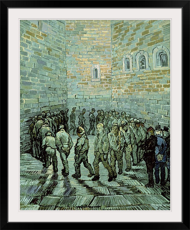 «The Exercice Yard or the Convict Prison, 1890» par Vincent Van Gogh, reproduction d'art, H 23 po x l 20 po x P 1 po