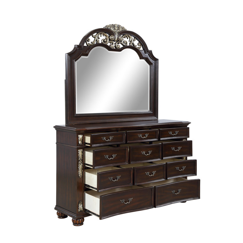 Maximus Dark Brown 11-Drawer Solid Wood Dresser