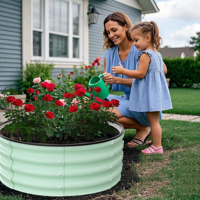 Metal Raised Garden Bed, 30cm H x 120cm W x 120cm D, Green