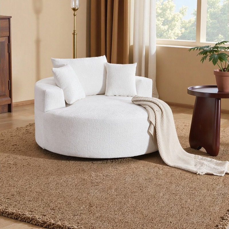 Méridienne pivotante à 360 ° - Conception peu encombrante avec revêtement en chenille de qualité supérieure, Beige