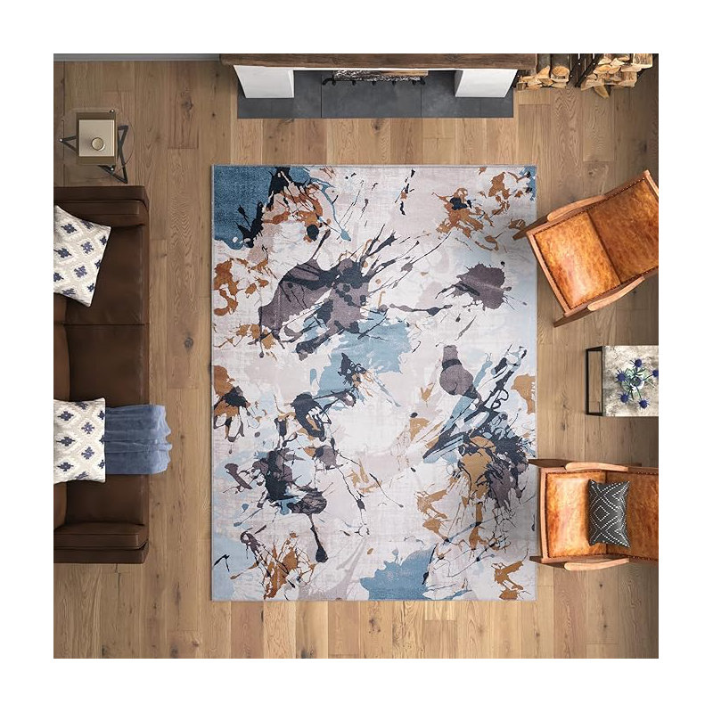 Non Slip Area Rugs Machine Washable Carpet Pad Entryway Rug Low Pile Modern Mat For Bedroom - 1004, Rectangle 120 x 180 cm