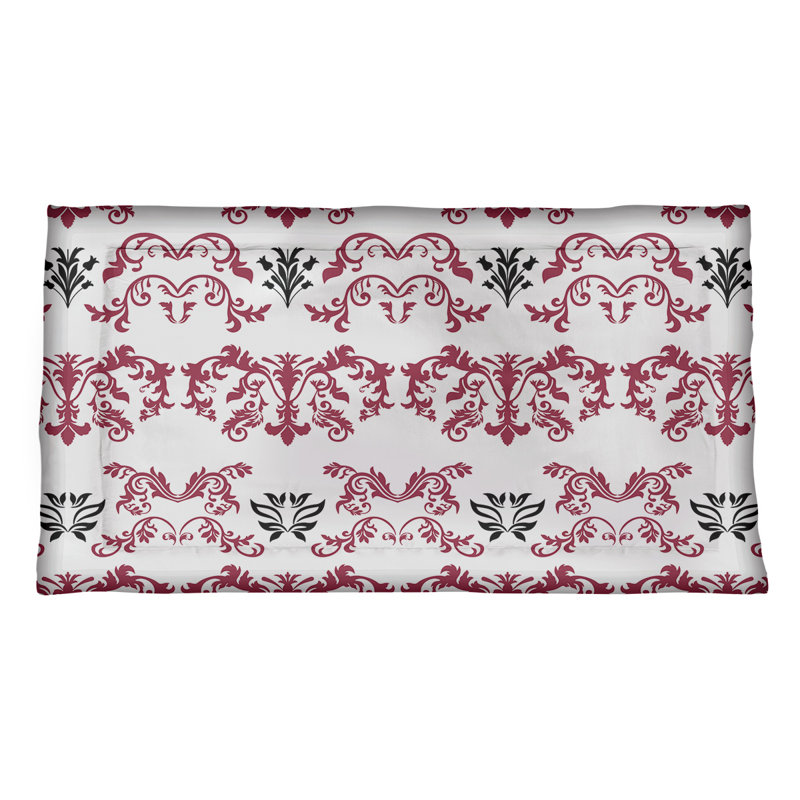 Football Baroque Pattern Pillow Sham, King, Microfiber, White/Red/Black