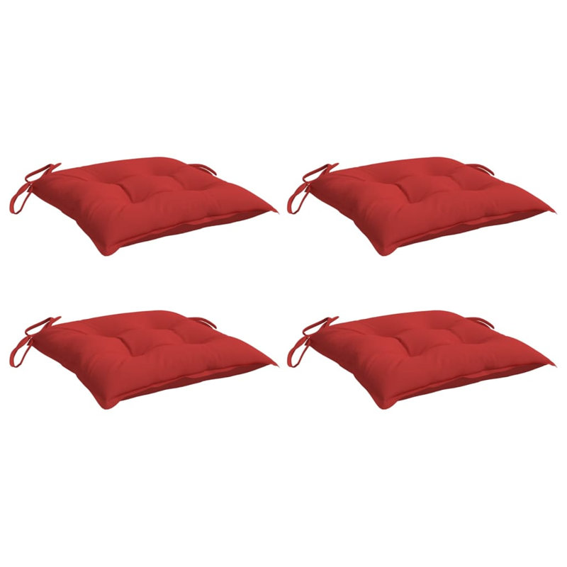 Ensemble de 4 coussins de chaise d'extérieur 100% polyester rouge Oxford, 15.7" H x 15.7" W x 2.8" D, Tissu - Rouge