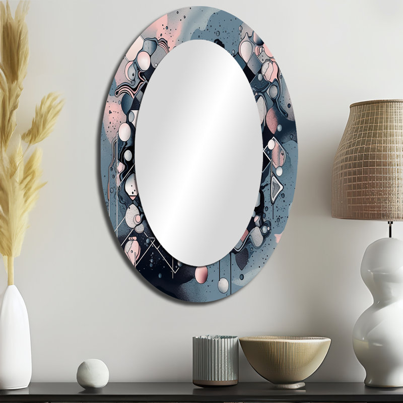 Miroir mural moderne bleu et orange Vibrant Paradoxes IV - Blue Modern, 36 po x 24 po