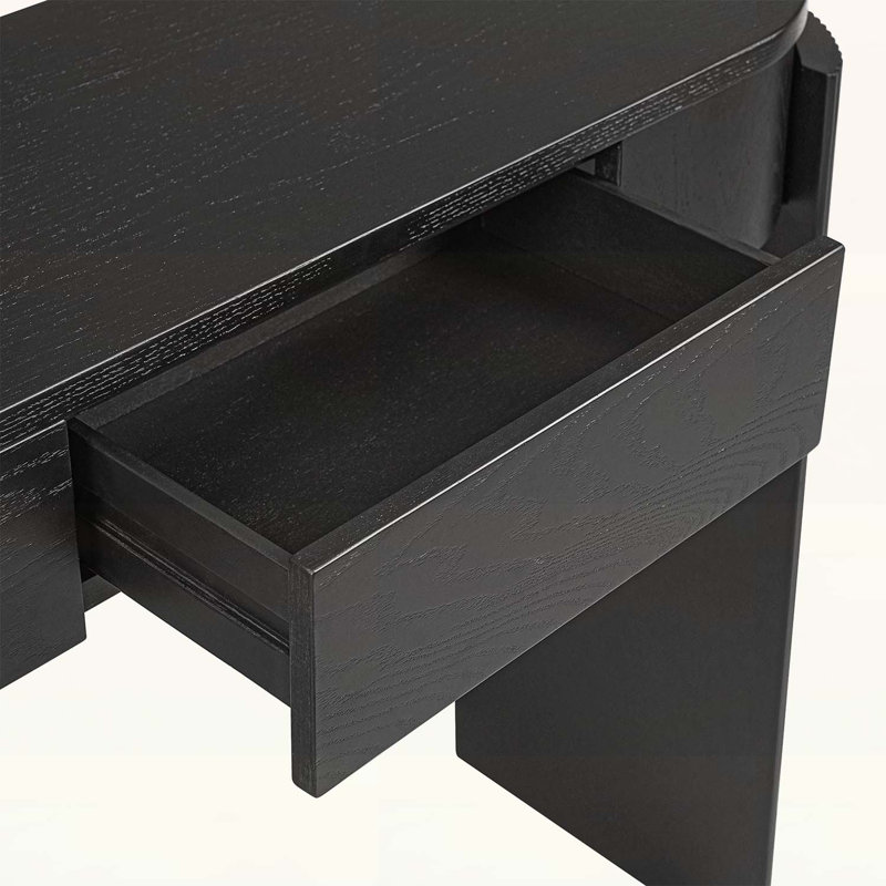 Console Table with Fluted Legs and Drawers, Black