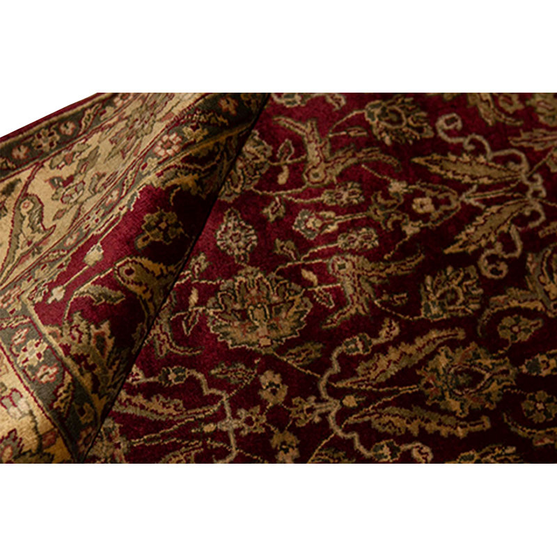 Wool Oriental Area Rug in Wine/Gold