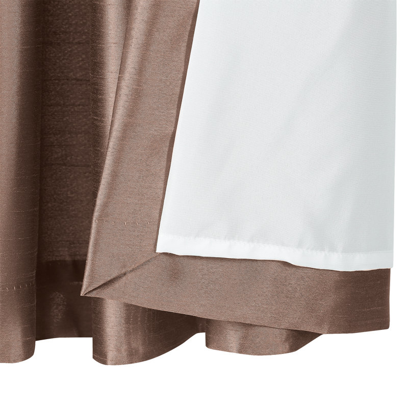 Polyester Semi Sheer Grommet/Eyelet Curtain Pair, Latte Brown, 117 W x 137 D cm