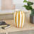 Cole And Grey Ceramic Round Wide Decorative Vase With Teal Vertical Stripes-989781492