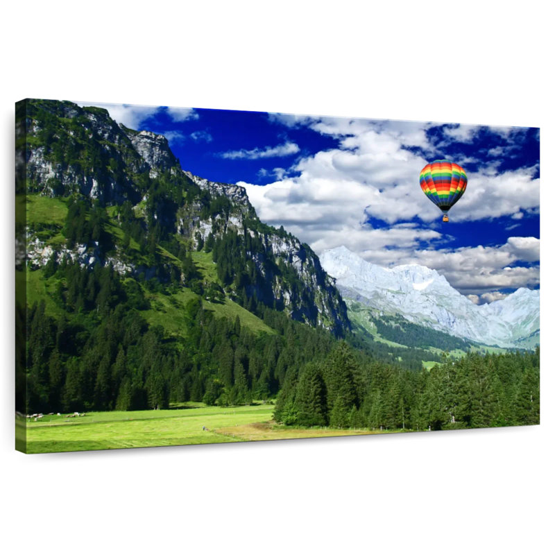 Alvord Hot Air Balloon Mountain Scene, 34" H x 51" W