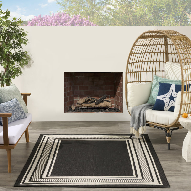 Tapis intérieur / extérieur moderne Horizon, Rectangle 4pi x 6 pi, Noir