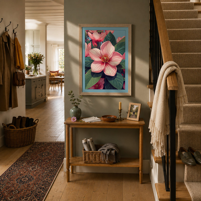 Blooming Petals Botanical - Framed Print, A2 - 59.4 x 42.0 cm, Oak