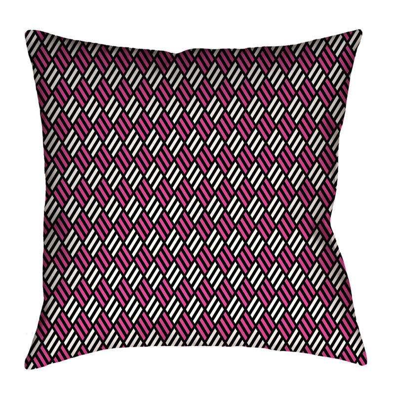 Housse de coussin Katelyn Elizabeth, 14 po x 14 po, Noir / Rose, Polyester sergé