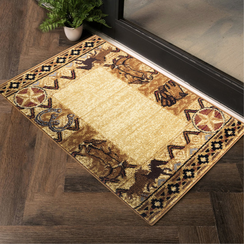 Tapis beige de 79 cm x 91 cm avec motif, envers en polypropylène et jute, résistant aux taches, pour la maison et les zones de passage pour animaux, envers doux et confortable, idéal pour les zones à fort passage.