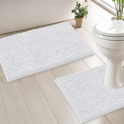 Ensemble de 2 tapis de salle de bain en chenille moelleux et moelleux