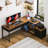 Home Office Desk With File Drawer & Power Outlet, Computer Desk With 3 Drawer, Storage Shelves, Corner Desk With Printer Cabinet-945324672