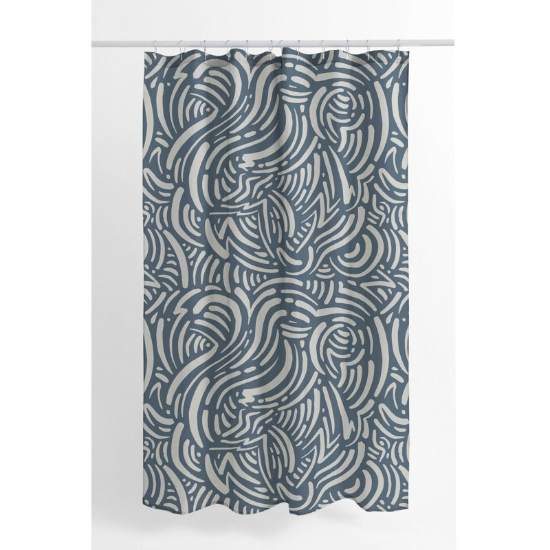 Cozy Swirl Ultra-Thin Lightweight Shower Curtain, Blue