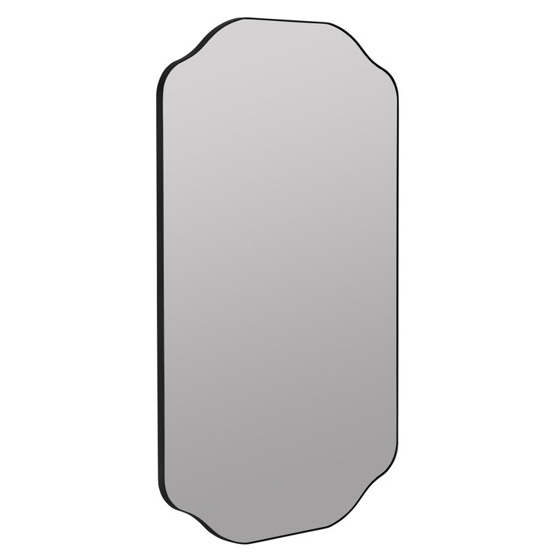 Henry Scalloped Metal Mirror, Matte Black