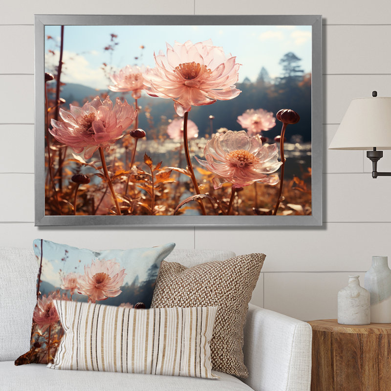 Floral Meadow Delight sur impression sur toile, Cadre simple argenté, H 12 po x l 20 po x P 1 po