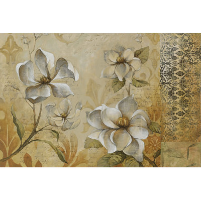 Magnolias And Script - Wrapped Canvas Print