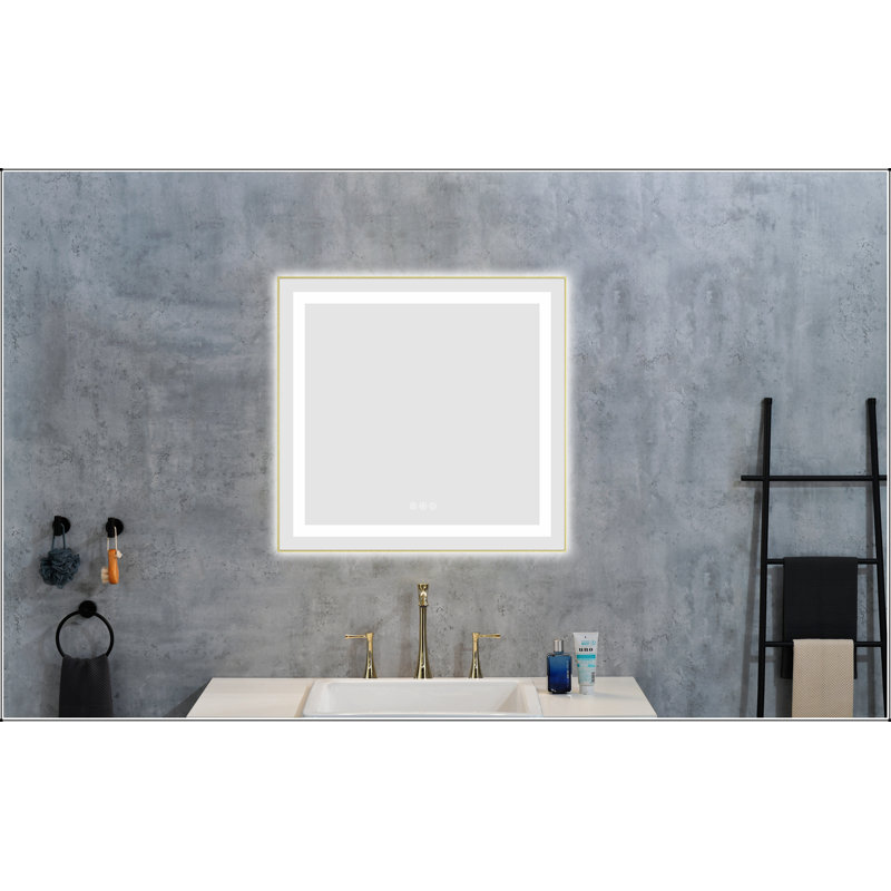 Miroir de salle de bain DEL, 48 po x 32 po, Blanc, Horizontale