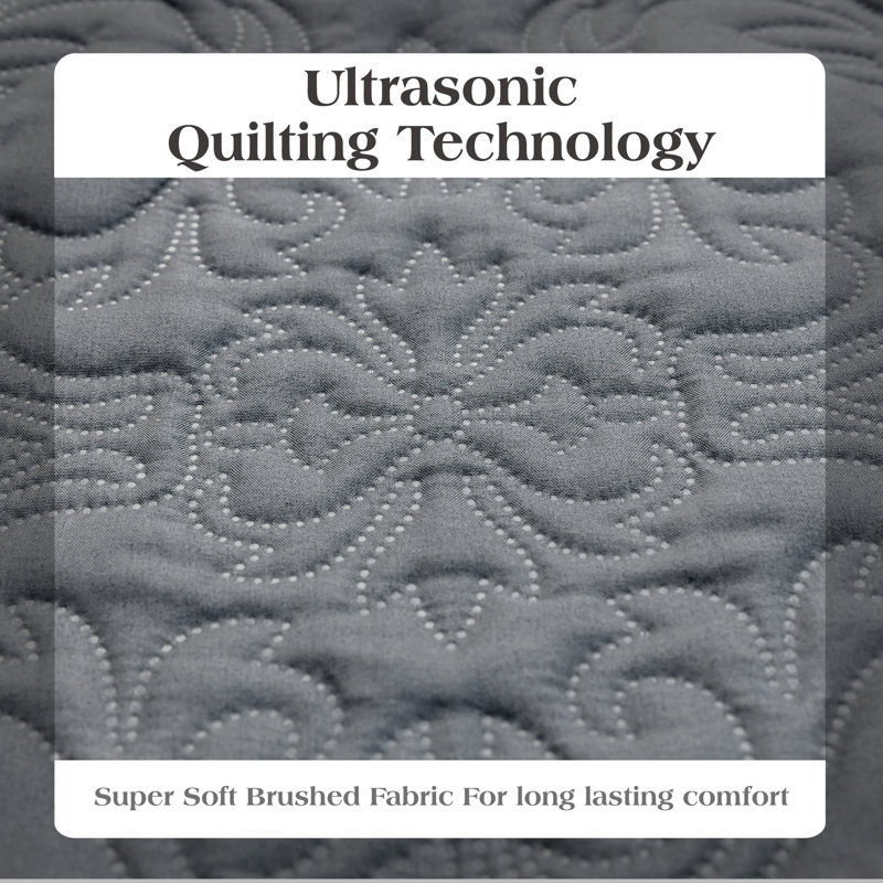Quilt Set, Gray, King Quilt + 2 King Pillowcases