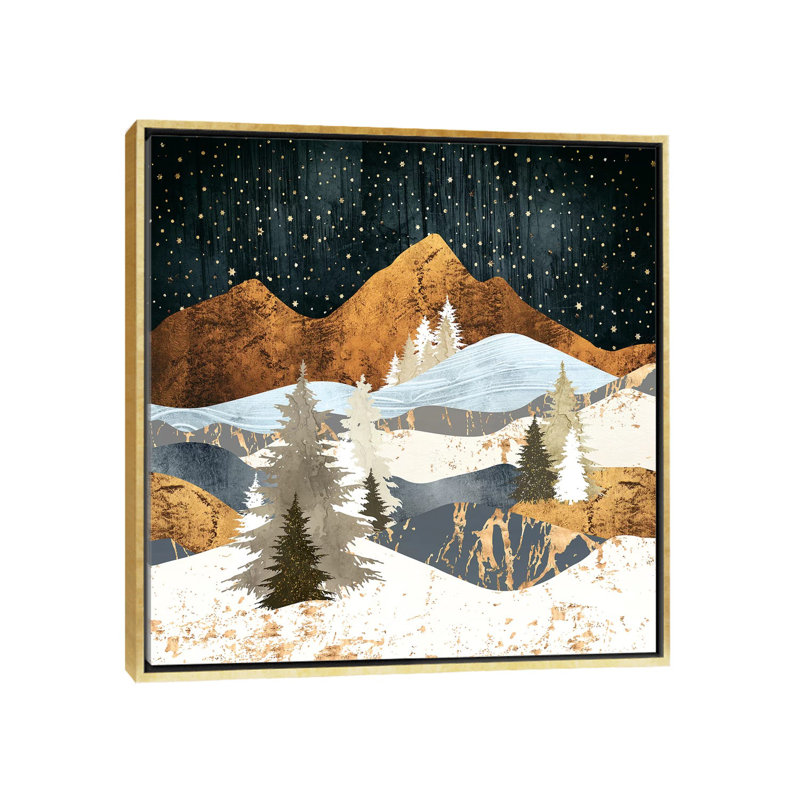Étoiles d'hiver - reproduction d'impression, Aucun mat, H 37 po x l 37 po x P 1,5 po, Toile encadrée d'or