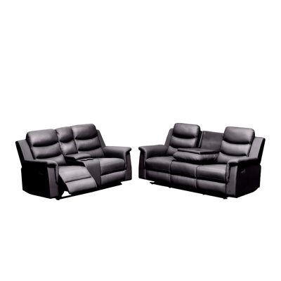 Inclinable avec console centrale et housse extensible noire, 5 sièges, deux porte-gobelets Housse de siège ergonomique et confortable en noir