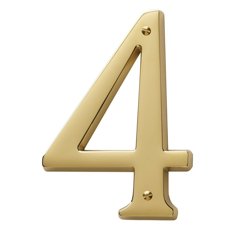 4.75" H Brass House Number, 4, Lifetime Brass