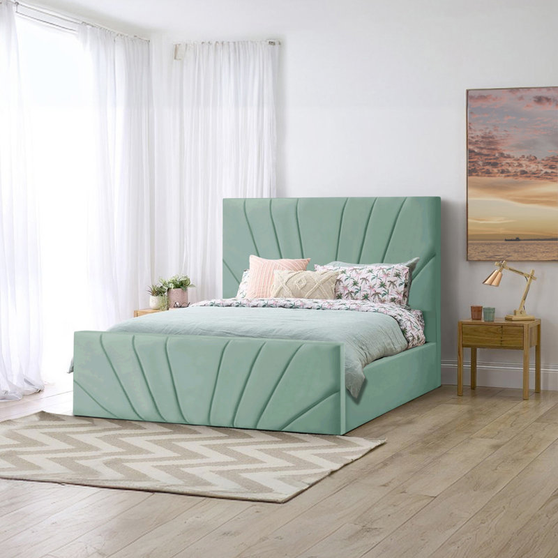 Burgoyne Upholstered Ottoman Storage Bed, UK Double (135 x 190 cm), Duck Egg