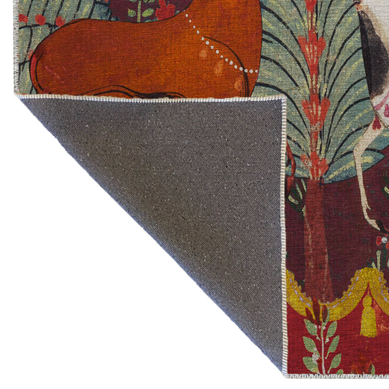 Tapis décoratif multicolore à motif de cheval et de cerf sur le thème du carnaval