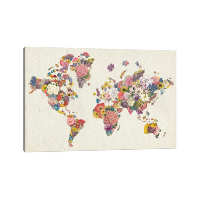 Botanical Floral Map Light - Wrapped Canvas Print