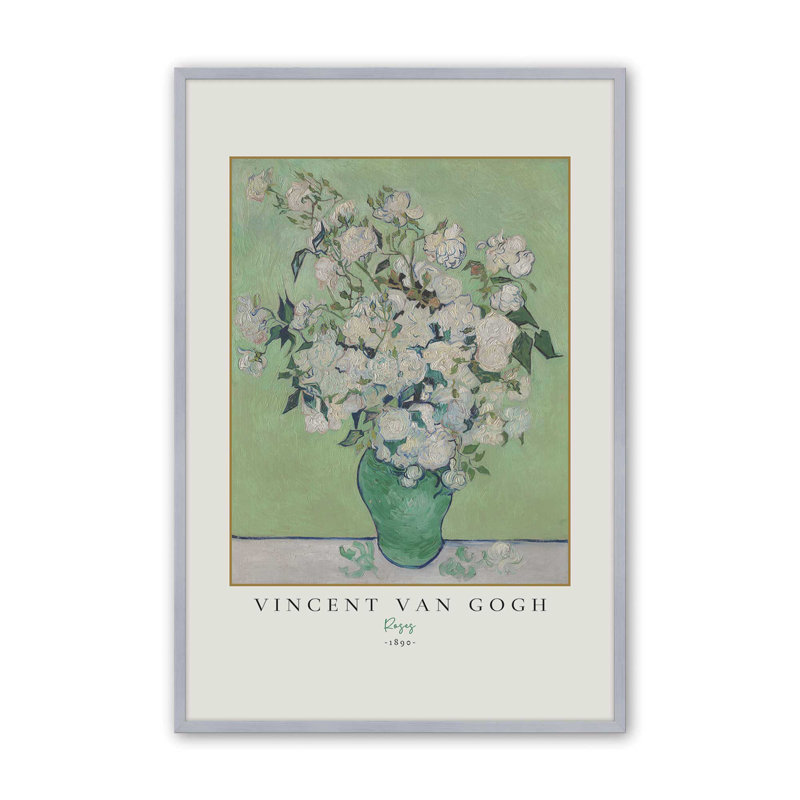 Van Gogh's Roses, reproduction de 1890, H 11,25 po x l 9,25 po x P 1,25 po, Reproduction encadrée sans passe-partout 1