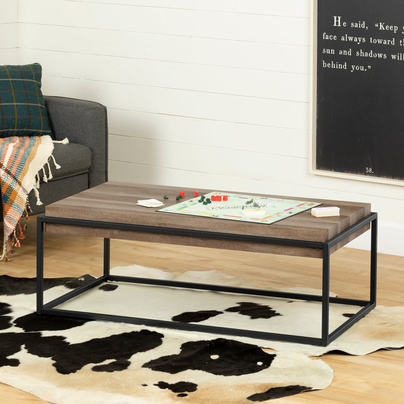 Mezzy Coffee Table, Concrete Gray/Black, 16.5" H x 43.3" L x 23.6" W
