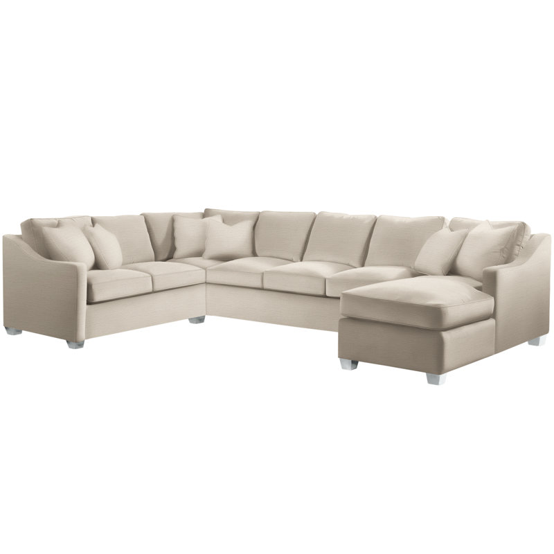 Oliver Sectional, Right Hand Facing, Beige Performance Fabric; 0851-73, Frost White