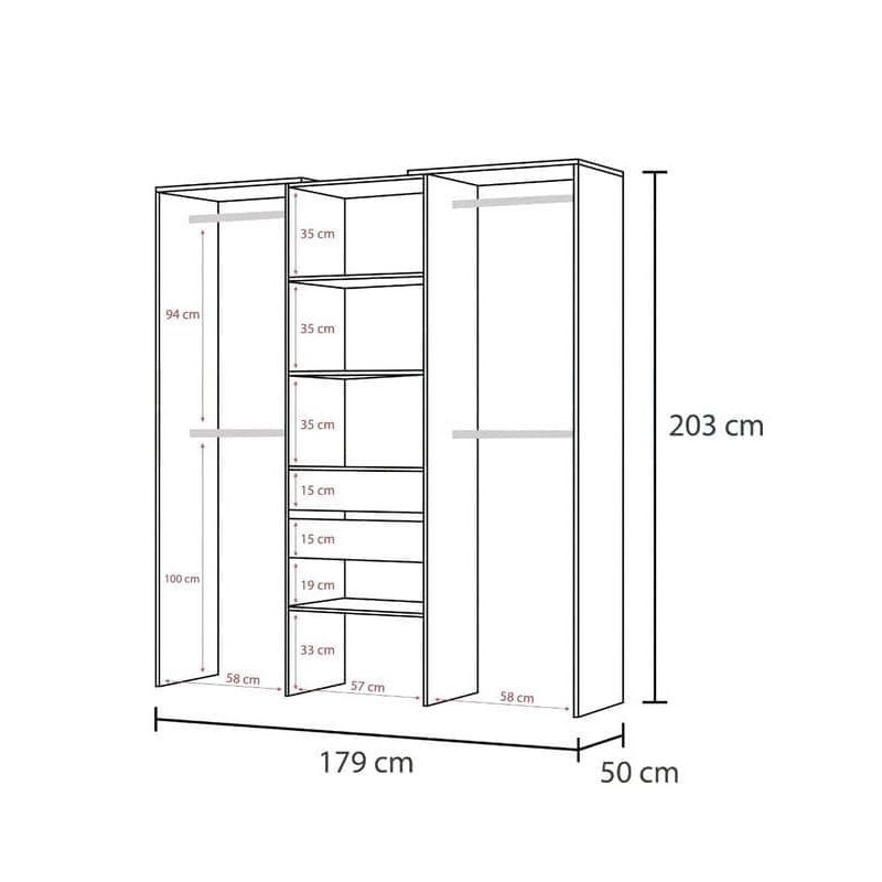 Cansever 70.47cm Solid Wood Closet System