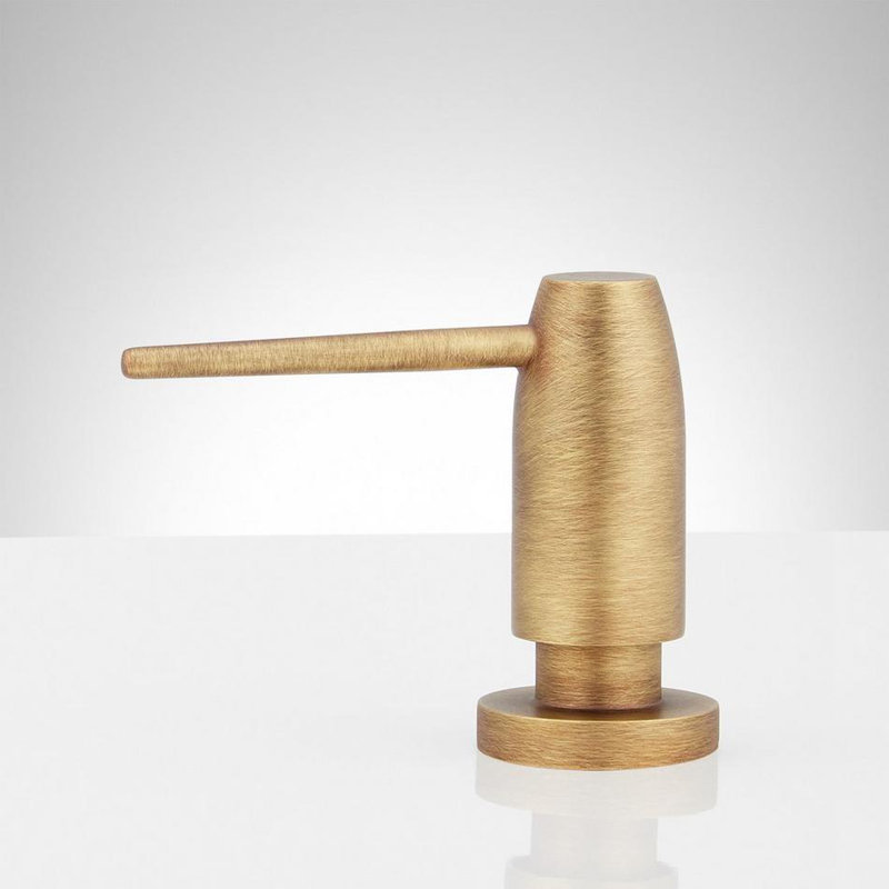 Contemporary Soap / Lotion Dispenser, Aged Brass