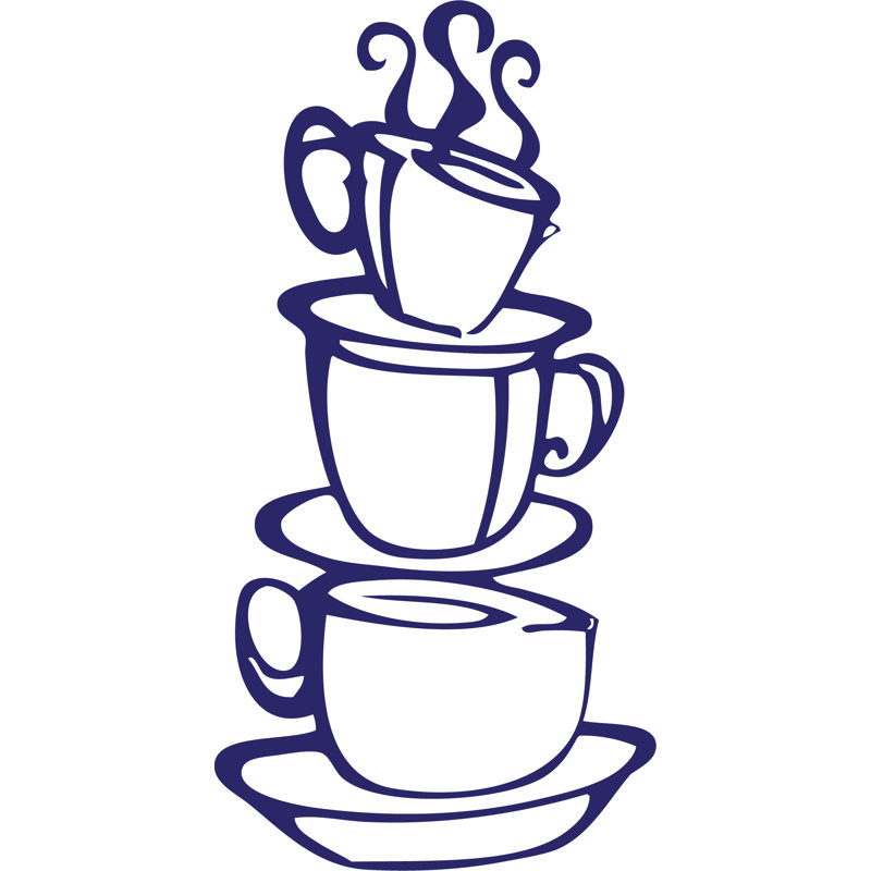 Adhésif décoratif double face tasse à café, H 15 po x l 8 po, Argent