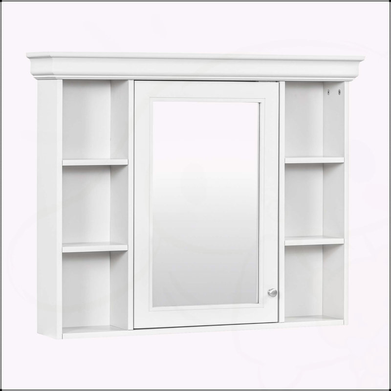 Armoire de salle de bain murale moderne avec plusieurs options de rangement et porte miroir, Blanc