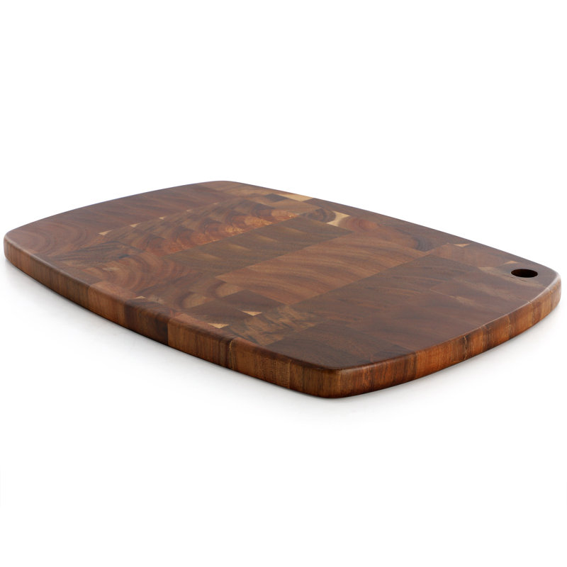 MegaChef 15.5 x 10.5 Inch Acacia Wood Rectangular Cutting Board with Rounded Edge in Dark Brown