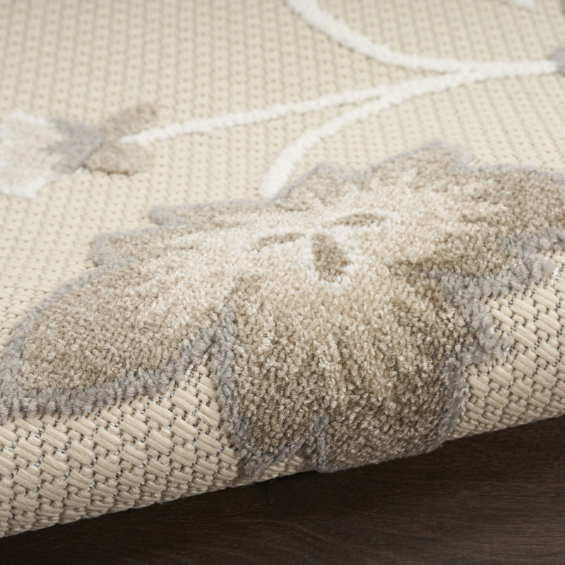 Aloha  Floral Beige Indoor/Outdoor Area Rug, Rectangle 7'10" x 10'6"