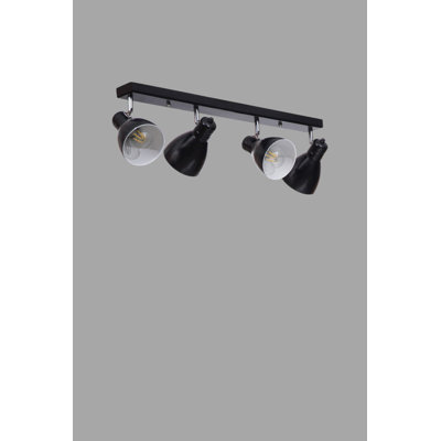 Élégant lustre en métal noir, hauteur totale de 20 po | Plaque de base: 25,6 x 2,4 x 1,2 po | 4 x douilles E27 de 40 W maximum (ampoules non incluses) | Luminaire élégant pour la maison et le bureau | Conception IP20, conception moderne