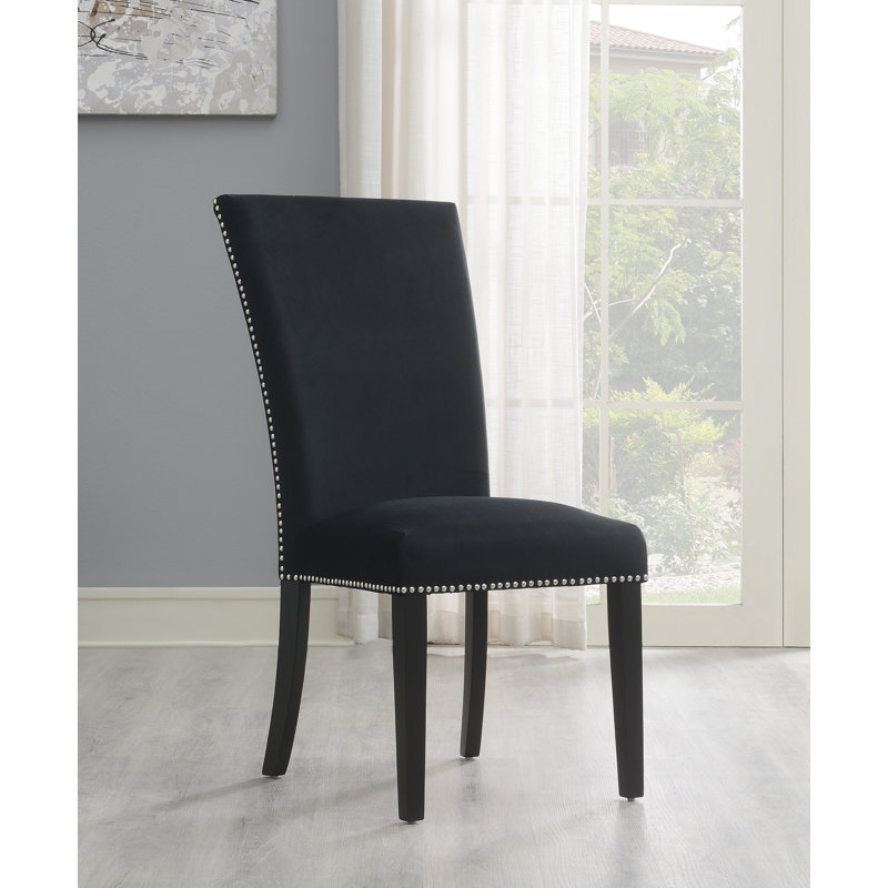 20'' H Velvet Upholstered Dining Chair, Black