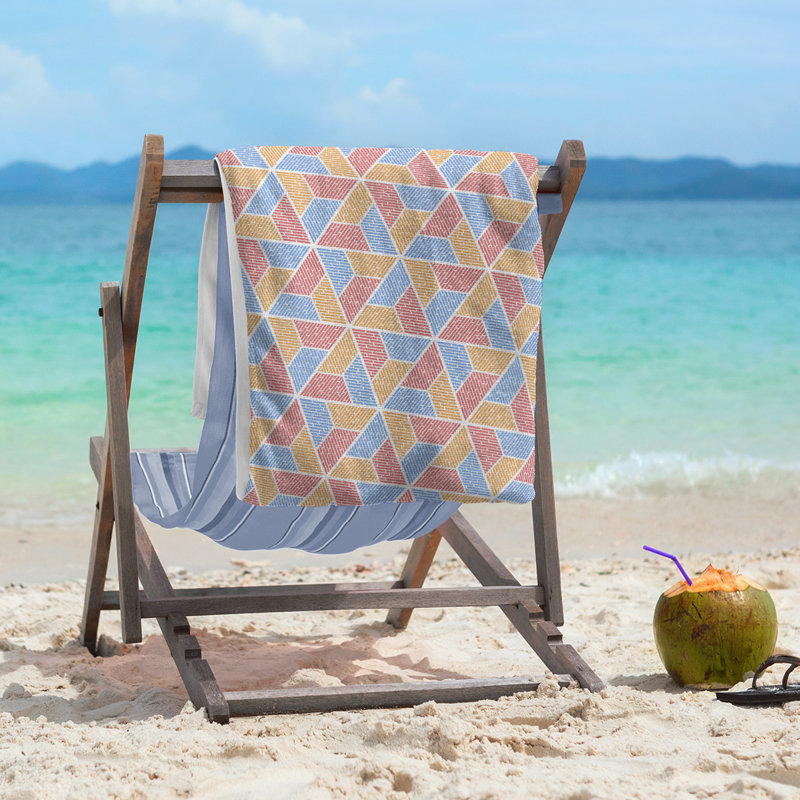Serviette de plage trapézoïdes, Rouge/bleu/orange