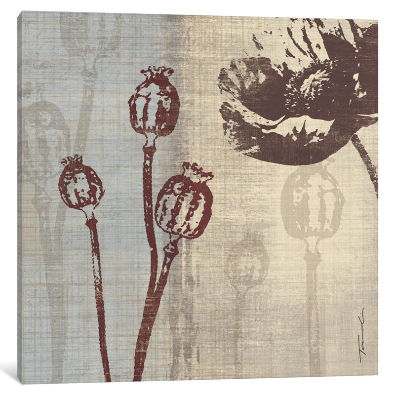 «Chocolate Poppy», impression sur toile tendue, H 16 po x l 16 po x P 1 po, Papier avec cadre noir, Blanc