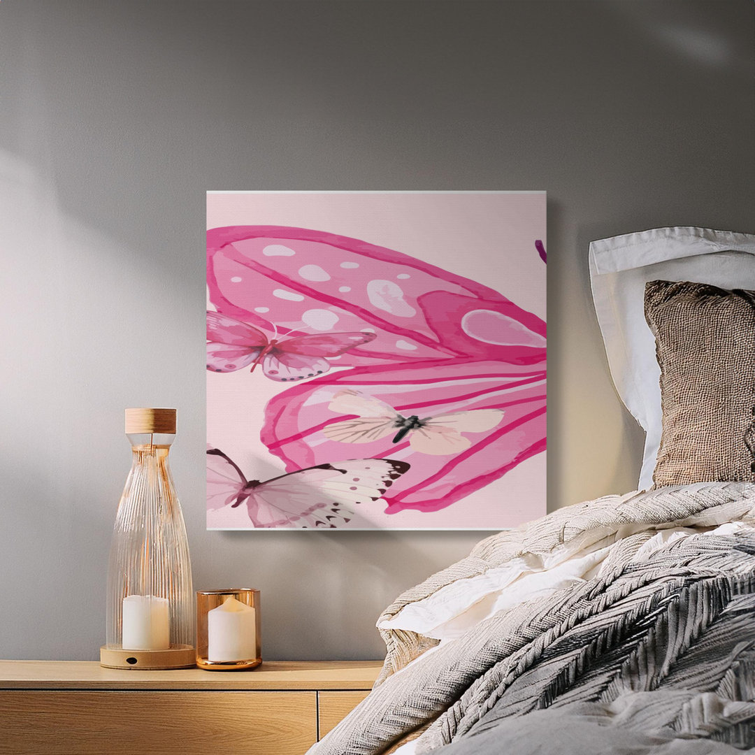 Pink Butterfly Canvas Wall Art, Gallery Wrapped Print, Modern Home Decor, Ready to Hang, Archival Quality, Statement Piece
