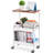 Metal Storage Trolley with Wooden Table Top