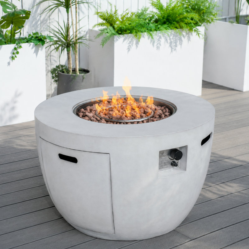 23.8'' H x 36'' W Terrafab Propane Outdoor Fire Pit Table, White