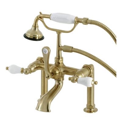 Robinet pour baignoire à pattes à 3 poignées et fixation sur le comptoir à 3 trous et cuivres Kingston